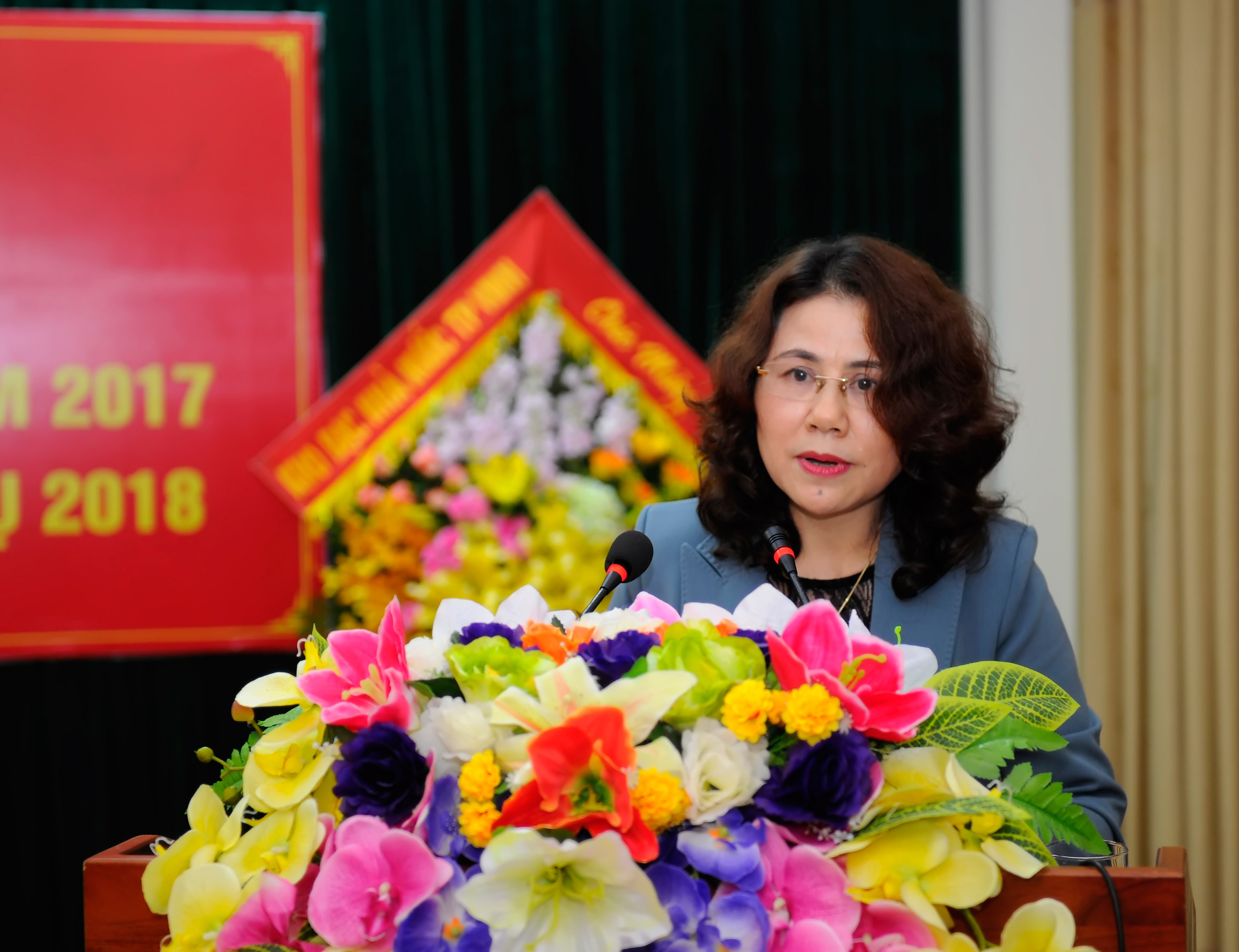 Giám đốc Kho bạc Nhà nước Nghệ An phát biểu tại hội nghị. Ảnh: TH