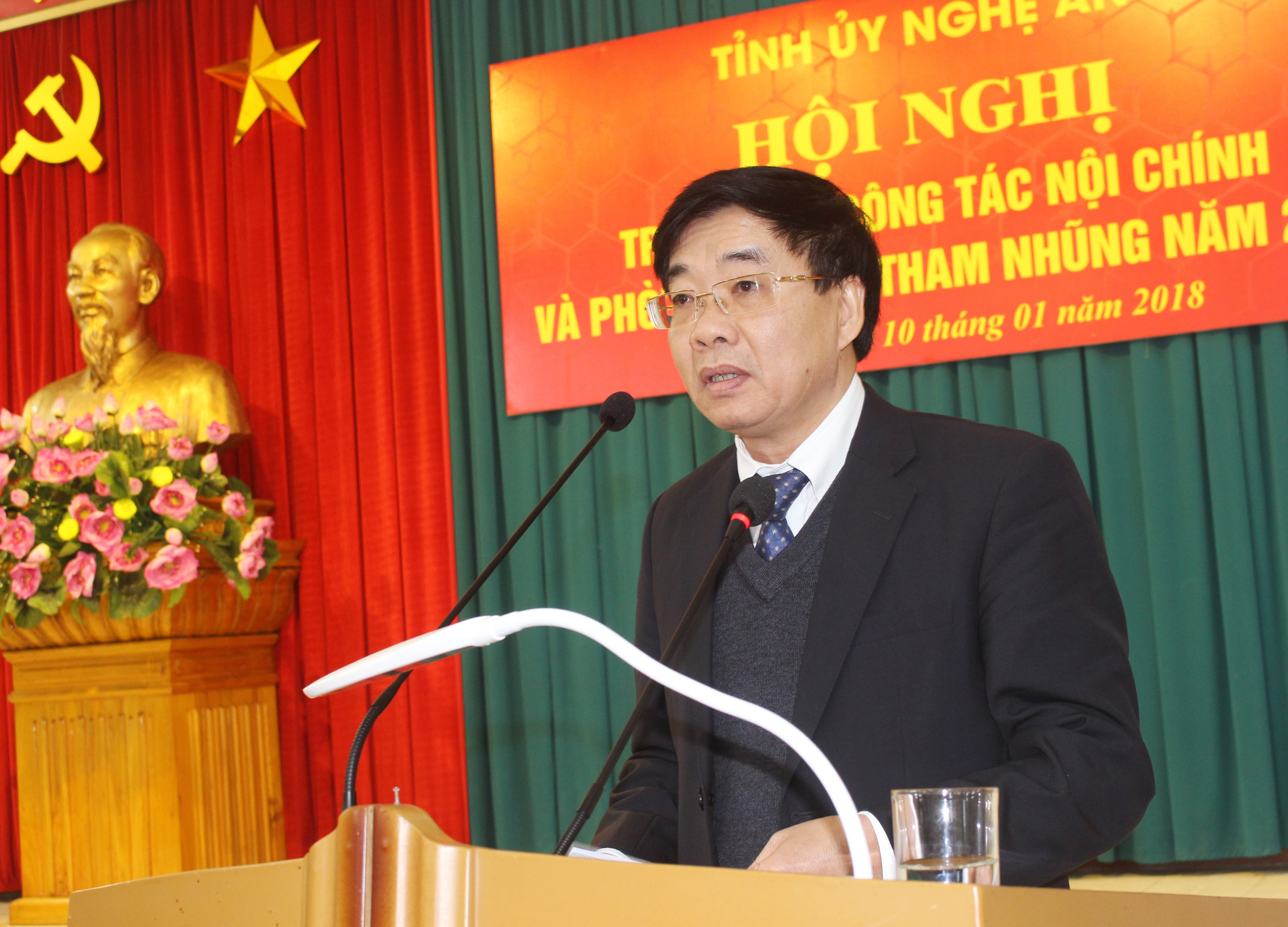 Đồng chí Nguyễn Văn Thông – Phó Bí thư Tỉnh ủy phát biểu kết luận hội nghị. Ảnh: Phương Thảo