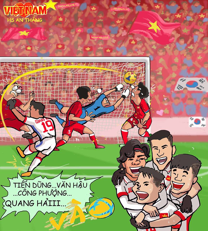 Và trận ra quân gặp U23 Hàn Quốc, bàn thắng đẹp như mơ của Quang Hải khiến tất cả phải ngỡ ngàng trong niềm vui sướng của đồng đội...