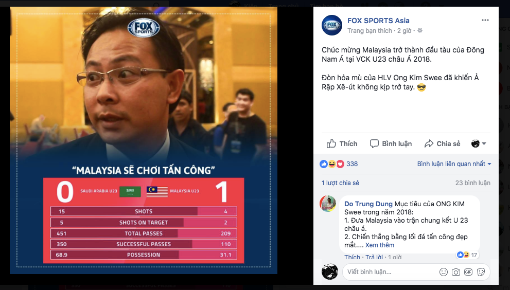 Tạp chí danh tiếng Fox Sports (Mỹ) giễu cợt HLV U23 Malaysia.