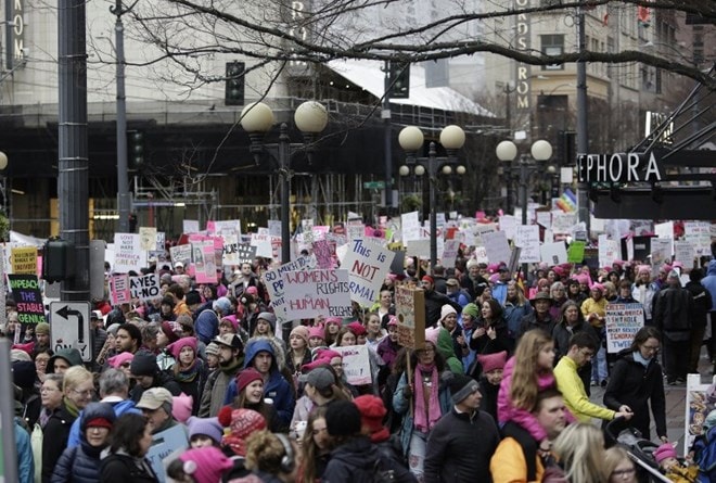 Đoàn người tuần hành ở Seattle, Washingto, ngày 20/1. Nguồn: AFP