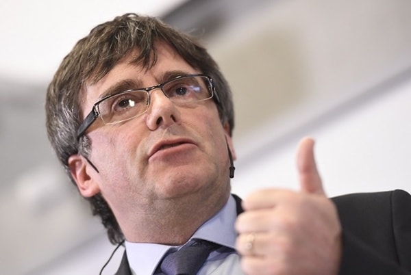 Cựu lãnh đạo Catalonia Carles Puigdemont phát biểu tại Đại học Copenhagen, Đan Mạch, ngày 22/1. Ảnh: AFP.