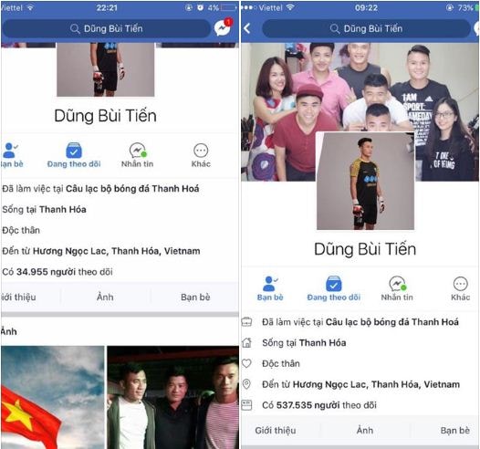 Sau chiến thắng bất ngờ, lượng người theo dõi Facebook của thủ môn Bùi Tiến Dũng đã lên tới hơn 530.000 người chỉ sau một đêm. Ảnh: Trọng Đạt