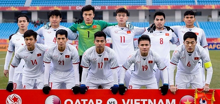 Đội hình chính thức của U23 Việt Nam trong trận chung kết. Ảnh AFC