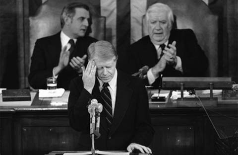 Tổng thống Jimmy Carter khi đọc Thông điệp Liên bang trước Quốc hội ở Washington ngày 23/1/1979.