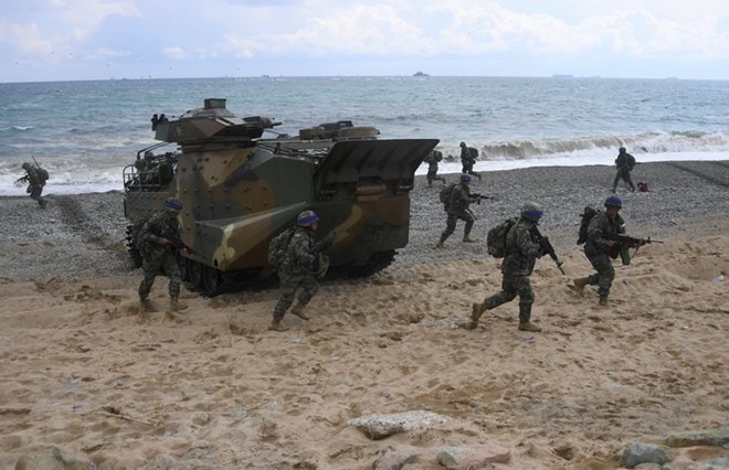 Binh sỹ tham gia cuộc tập trận chung Hàn Quốc - Mỹ tại Pohang, Hàn Quốc ngày 2/4/2017. Nguồn: AFP/TTXVN