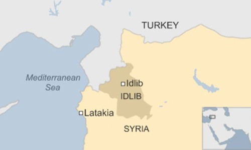 Vị trí tỉnh Idlib, Syria. Đồ họa: BBC.