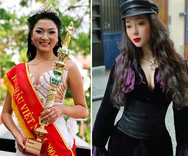 Hoa hậu Nguyễn Thị Huyền (2004) lại có sự khác biệt, khi lộ hình ảnh bây giờ không bầu bĩnh như trước.