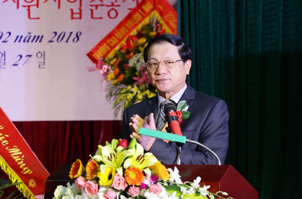 Đồng chí Lê Minh Thông phát biểu tại buổi lễ. Ảnh: Mỹ Hà