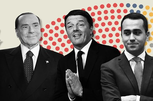 Đại diện của 3 chính đảng trong cuộc bầu cử Quốc hội Italy 2018. Ảnh: Financial Times.