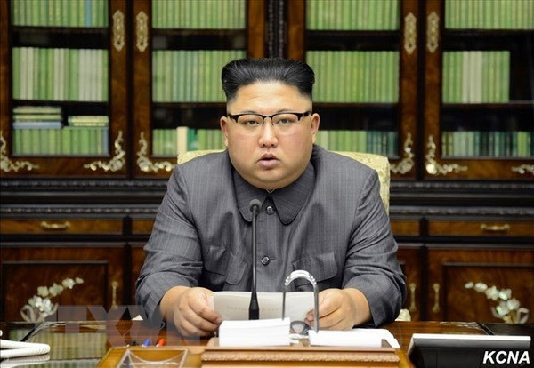 Nhà lãnh đạo Triều Tiên Kim Jong-un phát biểu tại Bình Nhưỡng. Nguồn: YONHAP/TTXVN