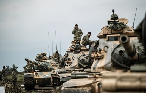 Quân đội Thổ Nhĩ Kỳ và lực lượng đồng minh tấn công Afrin, Syria. Ảnh: Syria Direct.