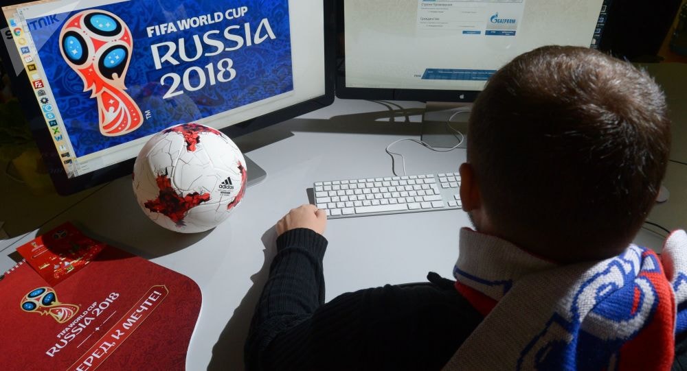 Một khán giả mua vé xem World Cup quan mạng Internet. Ảnh: Sputnik