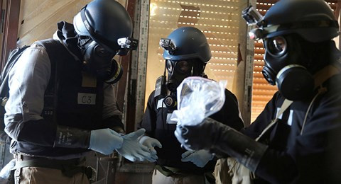 Các chuyên gia của Liên Hợp Quốc từng tới điều tra tại khu vực được cho bị tấn công bằng vũ khí hóa học ở Damascus. 