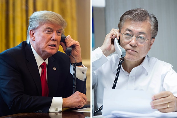 Tổng thống Mỹ Donald Trump và người đồng cấp Hàn Quốc Moon Jae-in. Ảnh: Yonhap