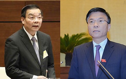 Bộ trưởng Bộ Khoa học và Công nghệ Chu Ngọc Anh và Bộ trưởng Bộ Tư pháp Lê Thành Long