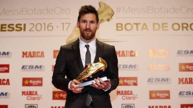 Chủ nhân danh hiệu Chiếc giày vàng châu Âu mùa giải 2016/2017 là Messi. Ảnh: Internet