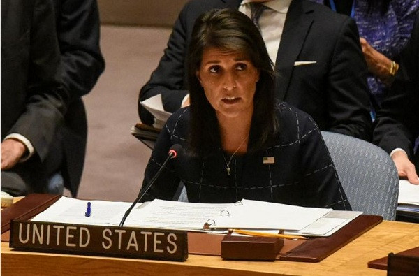 Đại sứ Mỹ tại Liên hợp quốc Nikki Haley đã hoan nghênh động thái của chính quyền Mỹ, nói rằng Mỹ và nhiều nước trên thế giới đang phát đi một thông điệp rõ ràng rằng họ sẽ 