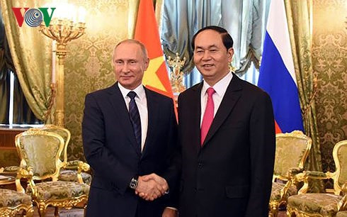 Chủ tịch nước Trần Đại Quang hội đàm với Tổng thống Nga Putin tại điện Kremlin tháng 7/2017.