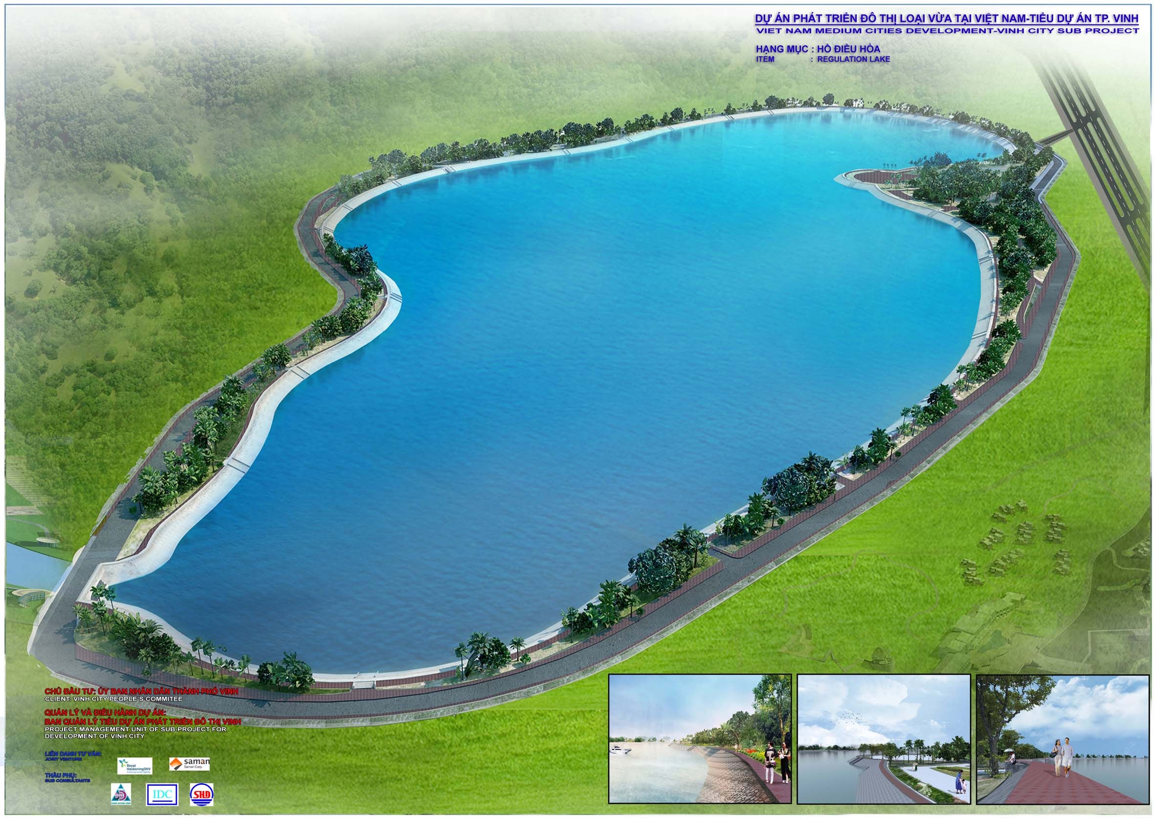 Phối cảnh hồ điều hòa ở xã Hưng Hòa (thành phố Vinh).