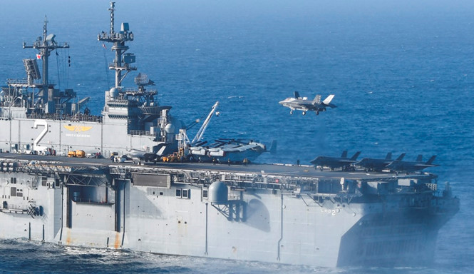 USS Wasp có thể mang theo F-35B của thủy quân lục chiến Mỹ. Ảnh: Hải quân Mỹ