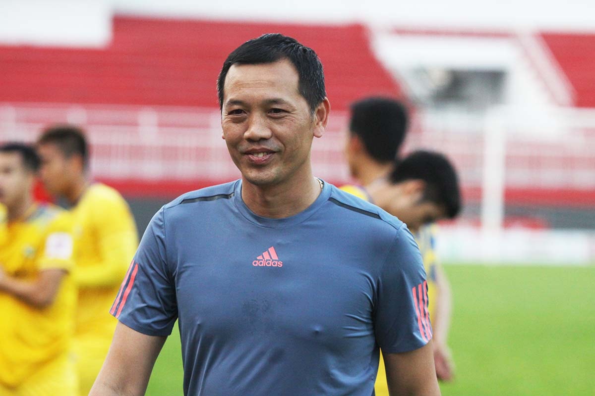 Sau 3 trận tại V.League, SLNA đang ở đấy BXH nhưng HLV Đức Thắng cho biết ông không hề muốn các cầu thủ ra sân với bất kỳ áp lực nào. Ảnh: Nguyên Hải