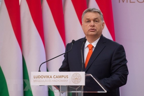 Thủ tướng Hungary Viktor Orban phát biểu tại Budapest ngày 4/4. Nguồn: THX/TTXVN