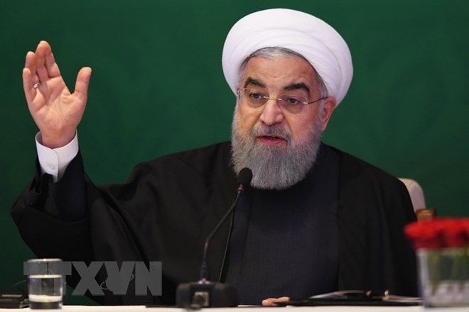 Tổng thống Iran Hassan Rouhani phát biểu tại cuộc họp ở Hyderabad ngày 15/2. Nguồn: AFP/TTXVN