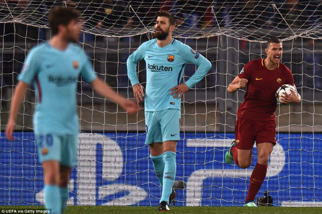 Các cầu thủ Barcelona thể hiện sự thất vọng sau thất bại trước AS Roma. Ảnh: Internet