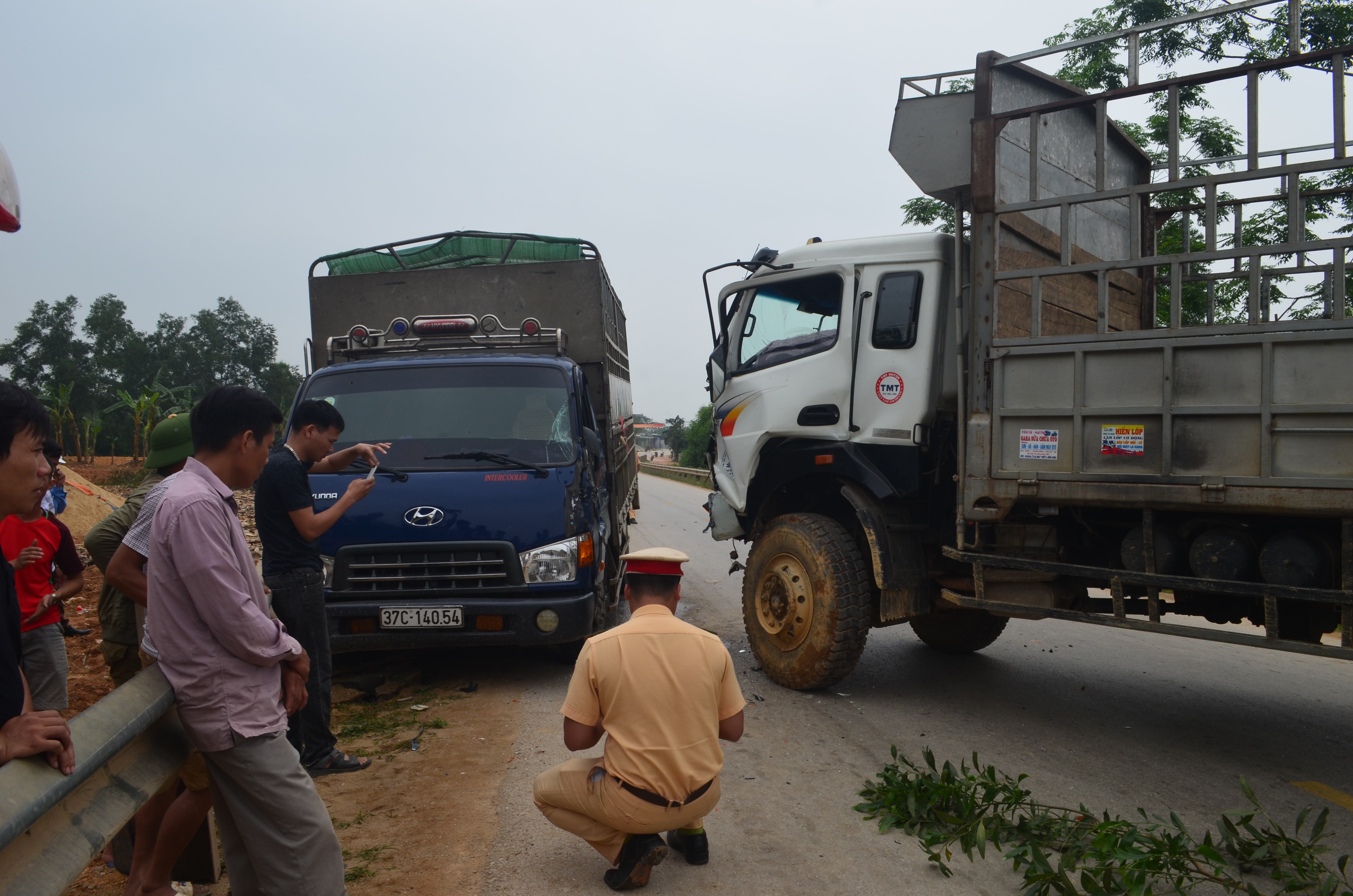 Hiện trường vụ tai nạn. Ảnh T-P