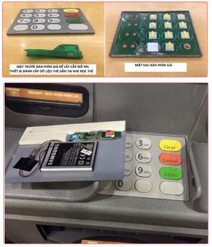Bàn phím giả đánh cắp mã PIN của chủ thẻ (lắp đè lên bàn phím thật).