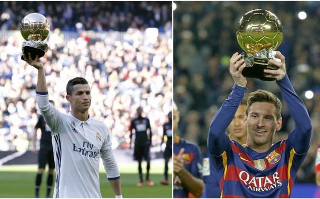 Ronaldo và Messi thay nhau giành danh hiệu Quả bóng vàng suốt 10 năm qua. Ảnh: Internet