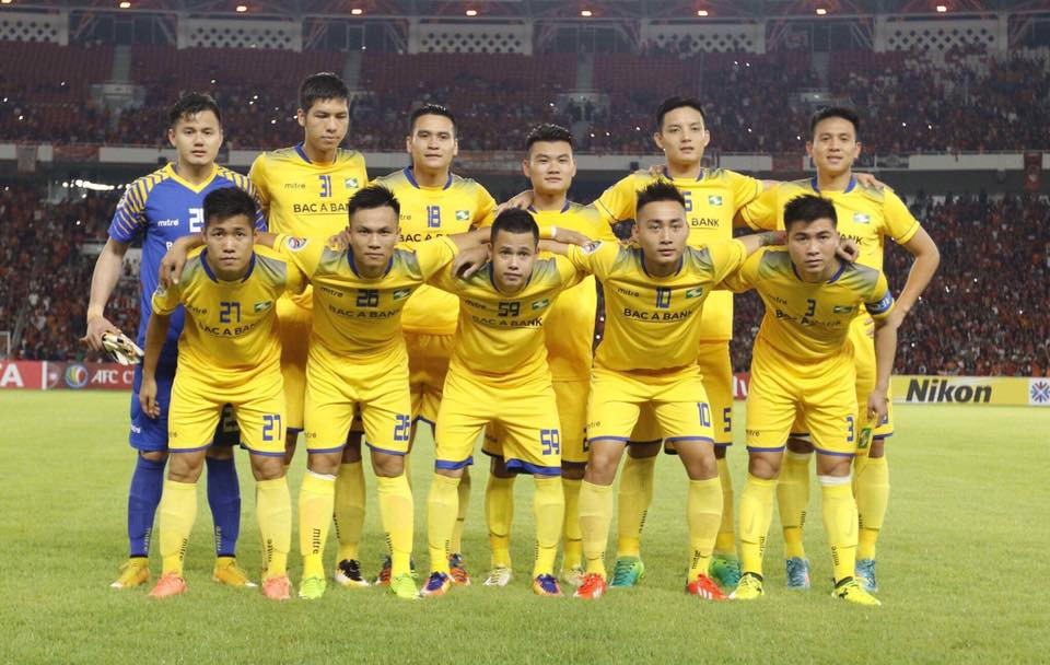 Đội hình Sông Lam Nghệ An tại AFC Cup 2018. Ảnh:FBNV