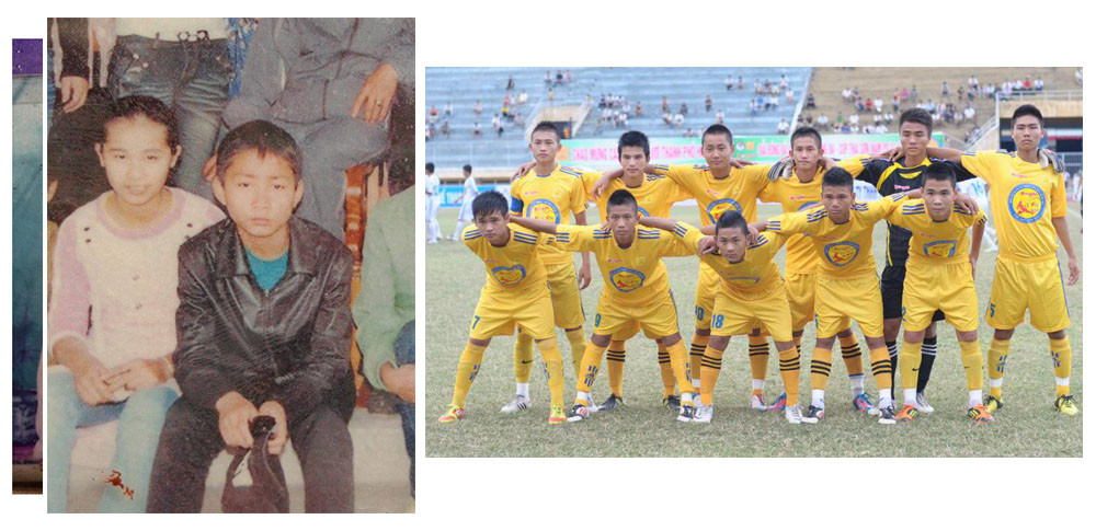 Hồ Tuấn Tài lúc chưa gia nhập lò SLNA và ảnh chụp cùng các đồng đội Phan Văn Đức, Phạm Xuân Mạnh khi mới 16 tuổi tham dự Giải bóng đá U17 QG năm 2012.