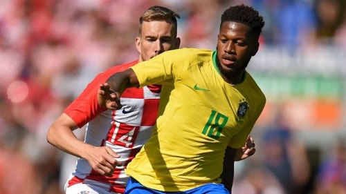 Fred (số 18) thuộc tuyển Brazil dự World Cup 2018. Ảnh: AFP.
