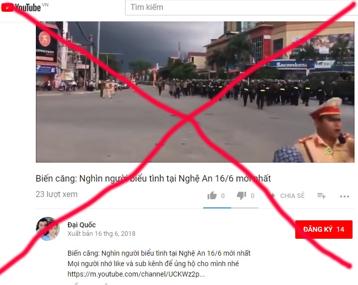 Một video clip cắt ghép những hình ảnh cũ rồi phát trên kênh youtube bịa đặt rằng 