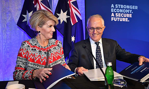 Ngoại trưởng Australia Julie Bishop (trái)tại cuộc họp của Đảng Tự do tổ chức ở Sydney. Ảnh: AAP.