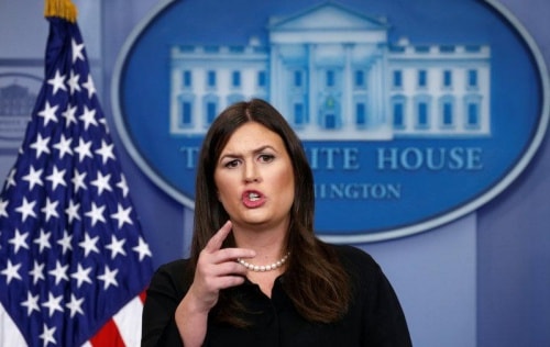 Phát ngôn viên Nhà Trắng Sarah Sanders. Ảnh: Reuters.