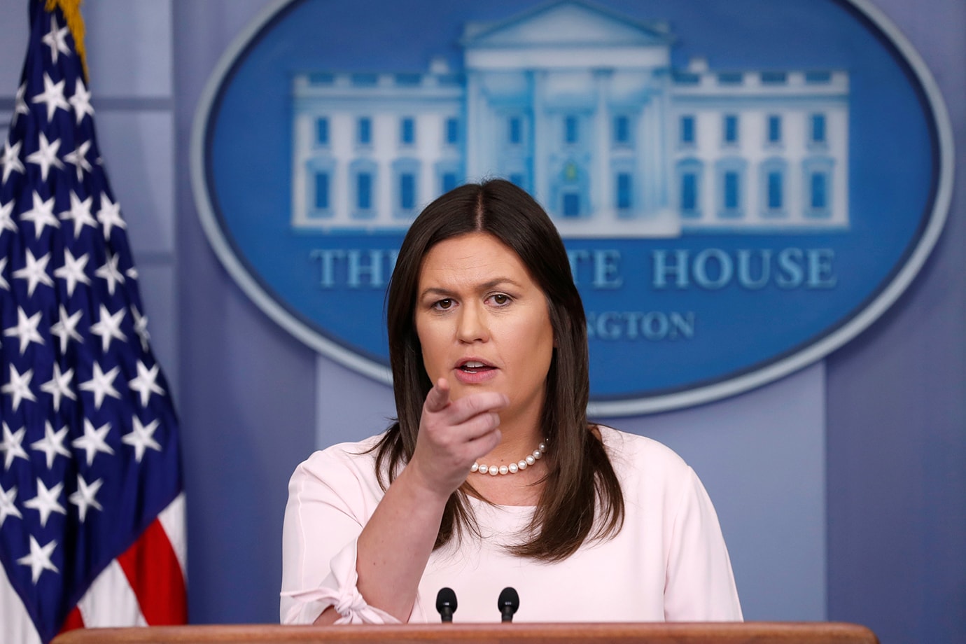 Người phát ngôn Nhà Trắng Sarah Sanders. Ảnh: AP