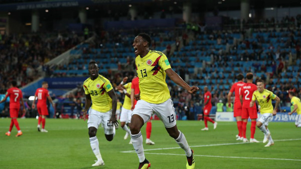 Bàn thắng của Yerry Mina mang tới hy vọng cho Colombia. Ảnh:FIFA.