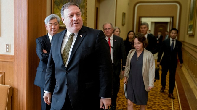 Ngoại trưởng Mỹ Mike Pompeo tại Bình Nhưỡng ngày 7.7 /// Reuters
