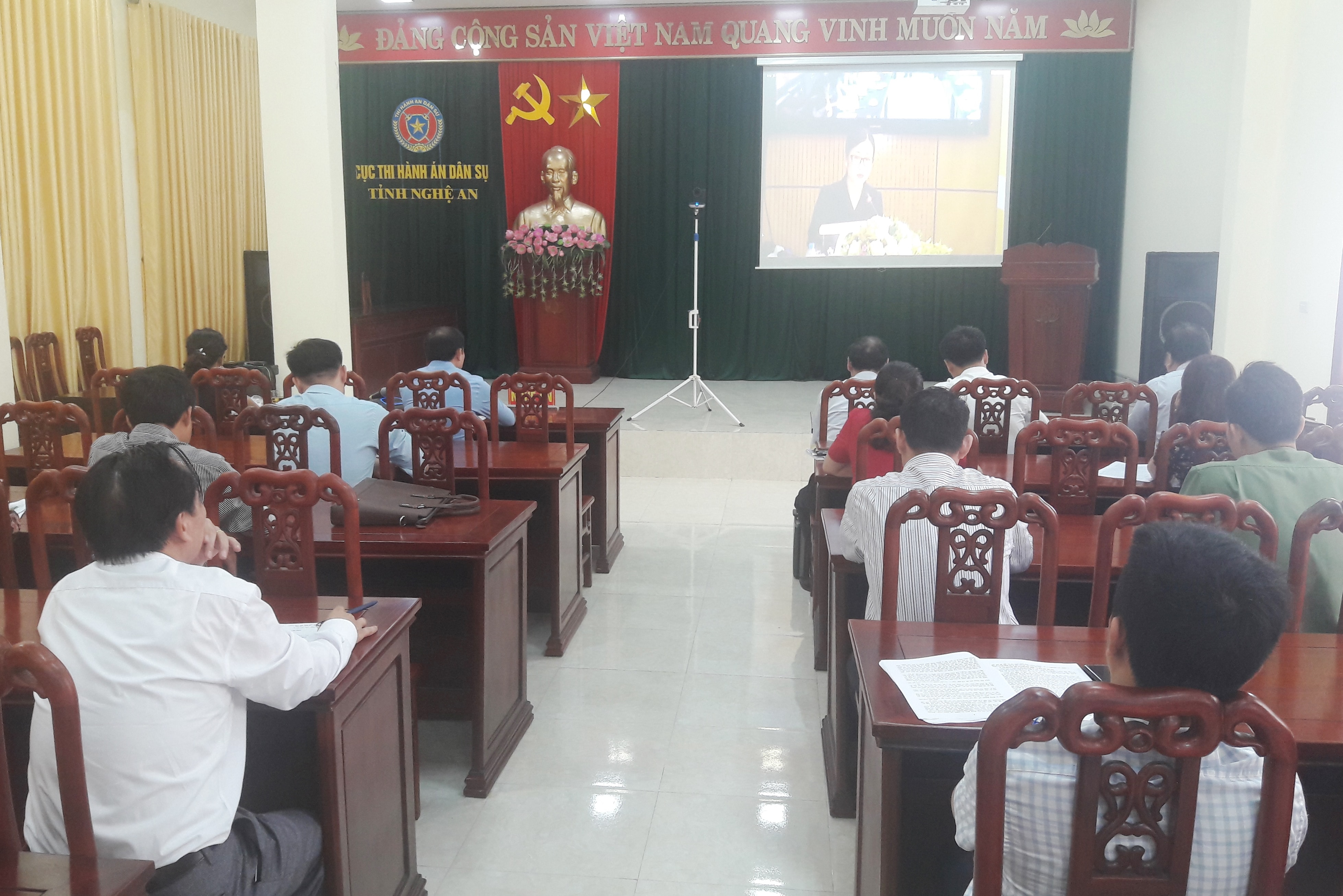 Điểm cầu ở Nghệ An. Ảnh: Phạm Bằng