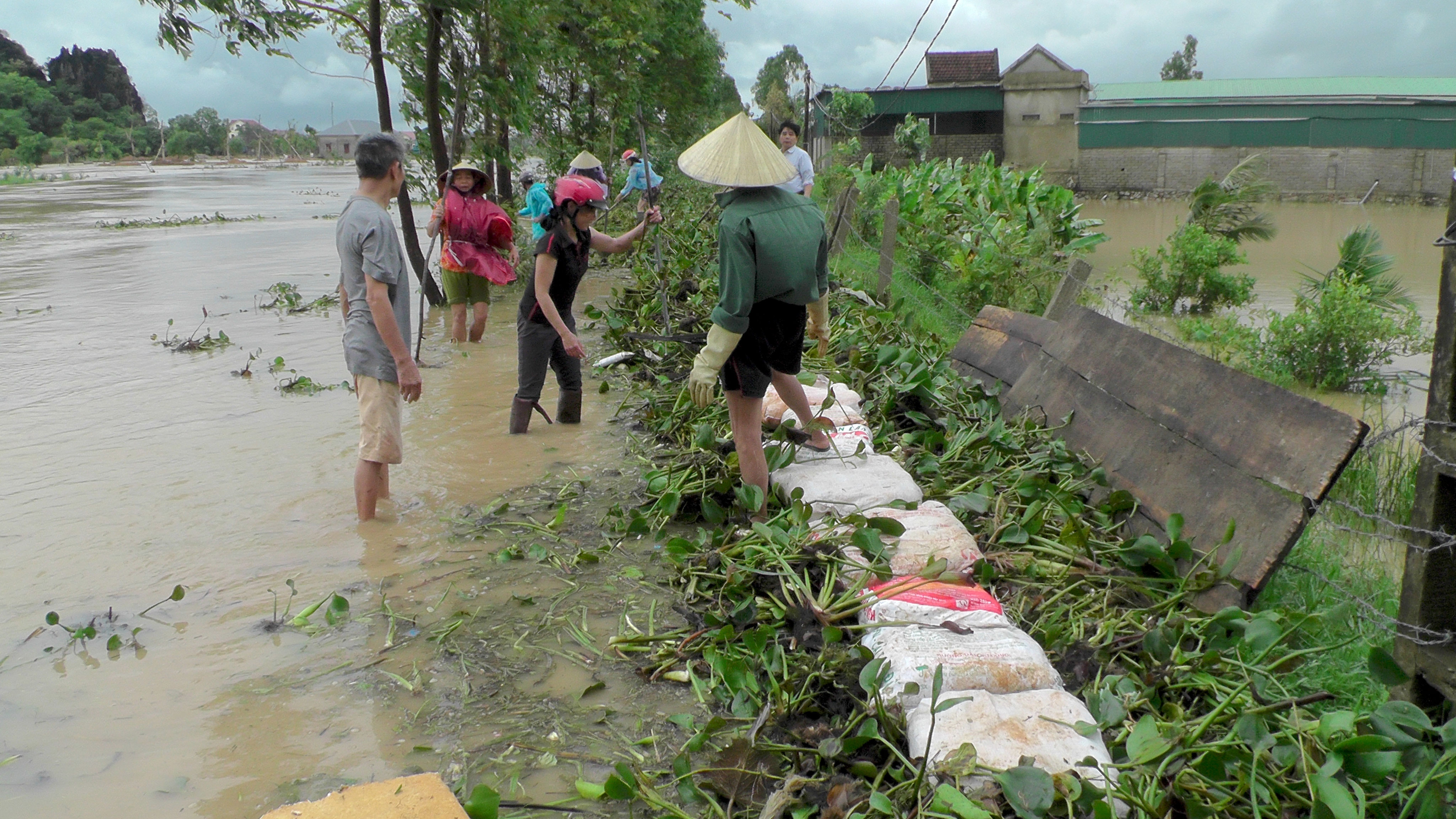 Xã Khánh Thành huy động lực lượng ứng cứu hộ đê Biên Hòa