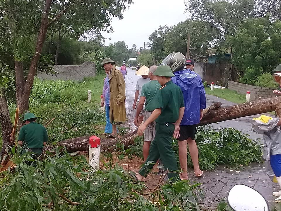 Chặt tỉa cây, tạo điều kiện cho người dân đi lại thuận tiện. Ảnh: Thanh Toàn