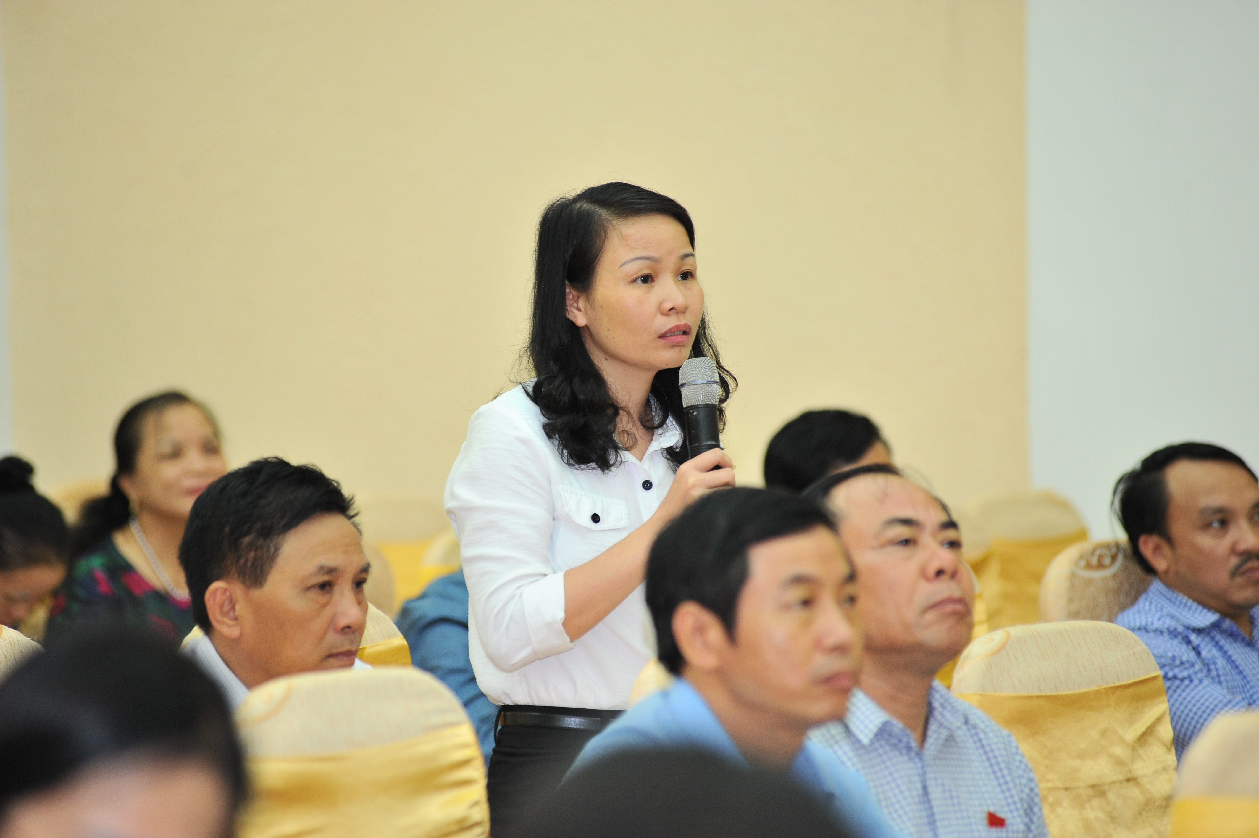 Đại biểu Nguyễn Thị Lan nêu câu hỏi chất vấn. Ảnh: Thành Cường