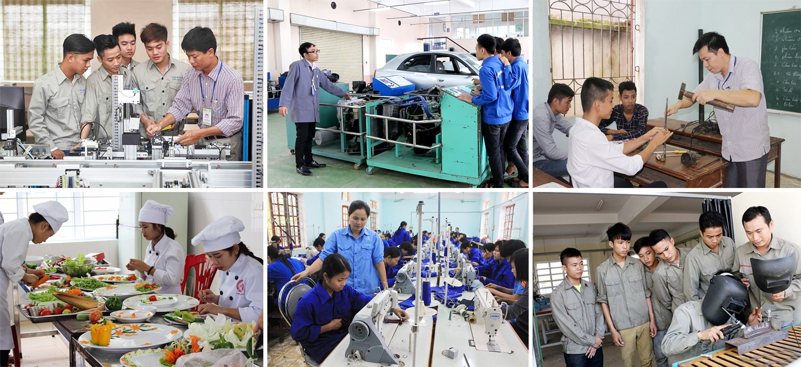 Đào tạo nghề cho học viên tại các trường dạy nghề.