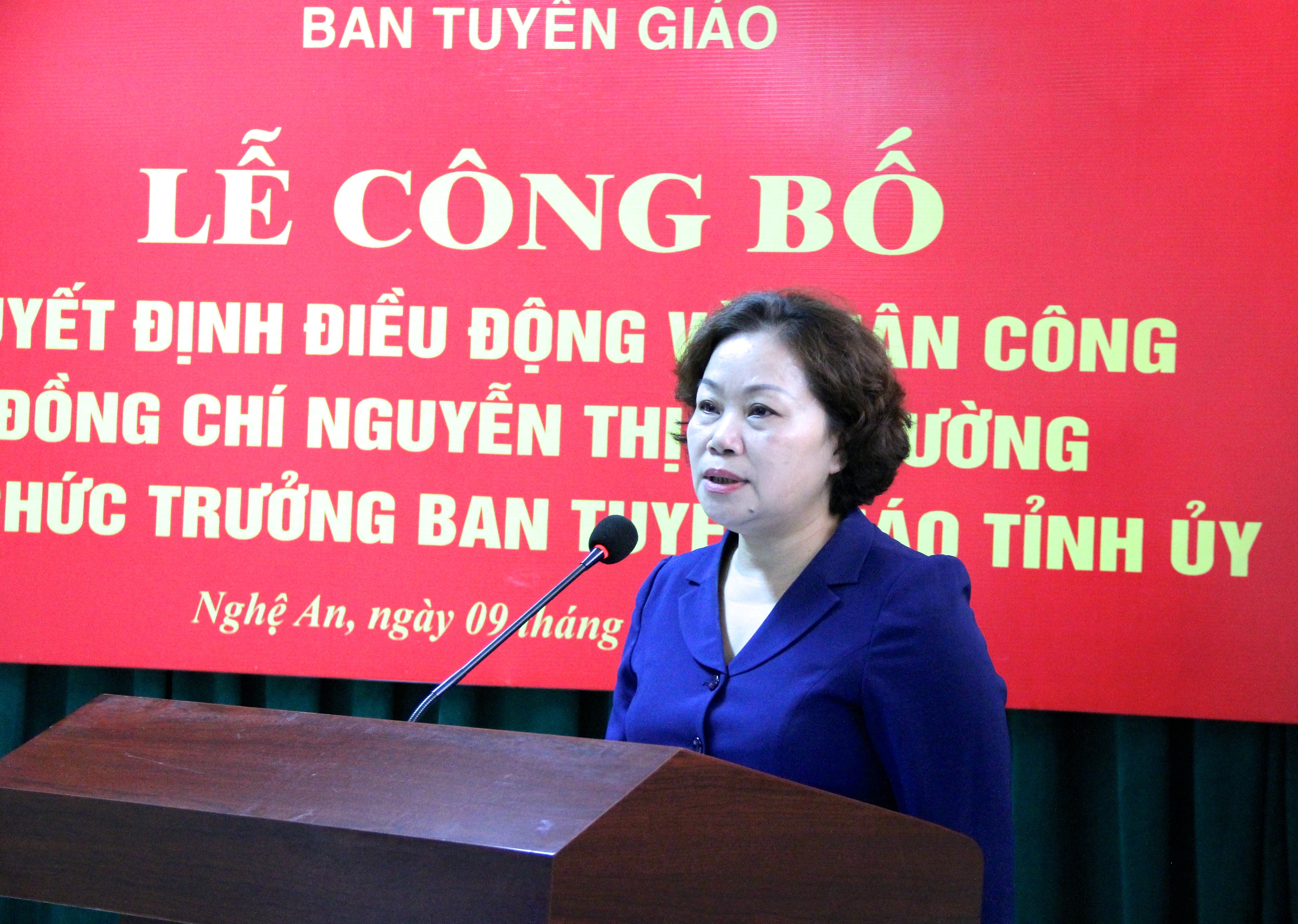 Đồng chí Nguyễn Thị Thu Hường phát biểu nhận nhiệm vụ. Ảnh: Mỹ Nga 