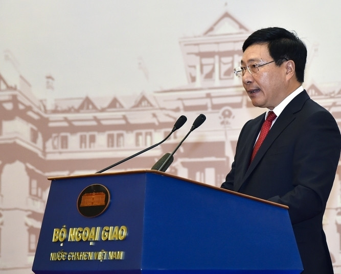 Ủy viên Bộ Chính trị, Phó Thủ tướng, Bộ trưởng Ngoại giao Phạm Bình Minh phát biểu khai mạc Hội nghị.