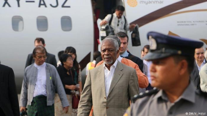 Ông Kofi Annan tới Myanmar thực hiện nhiệm vụ quốc tế cuối cùng trước khi qua đời. Ảnh: DW