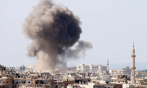 Vị trí phiến quân bị lực lượng chính phủ Syria không kích hồi đầu năm nay. Ảnh: AFP.
